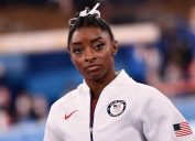 Simone Biles during the team all-around competition at the Olympics on July 27, 2021
