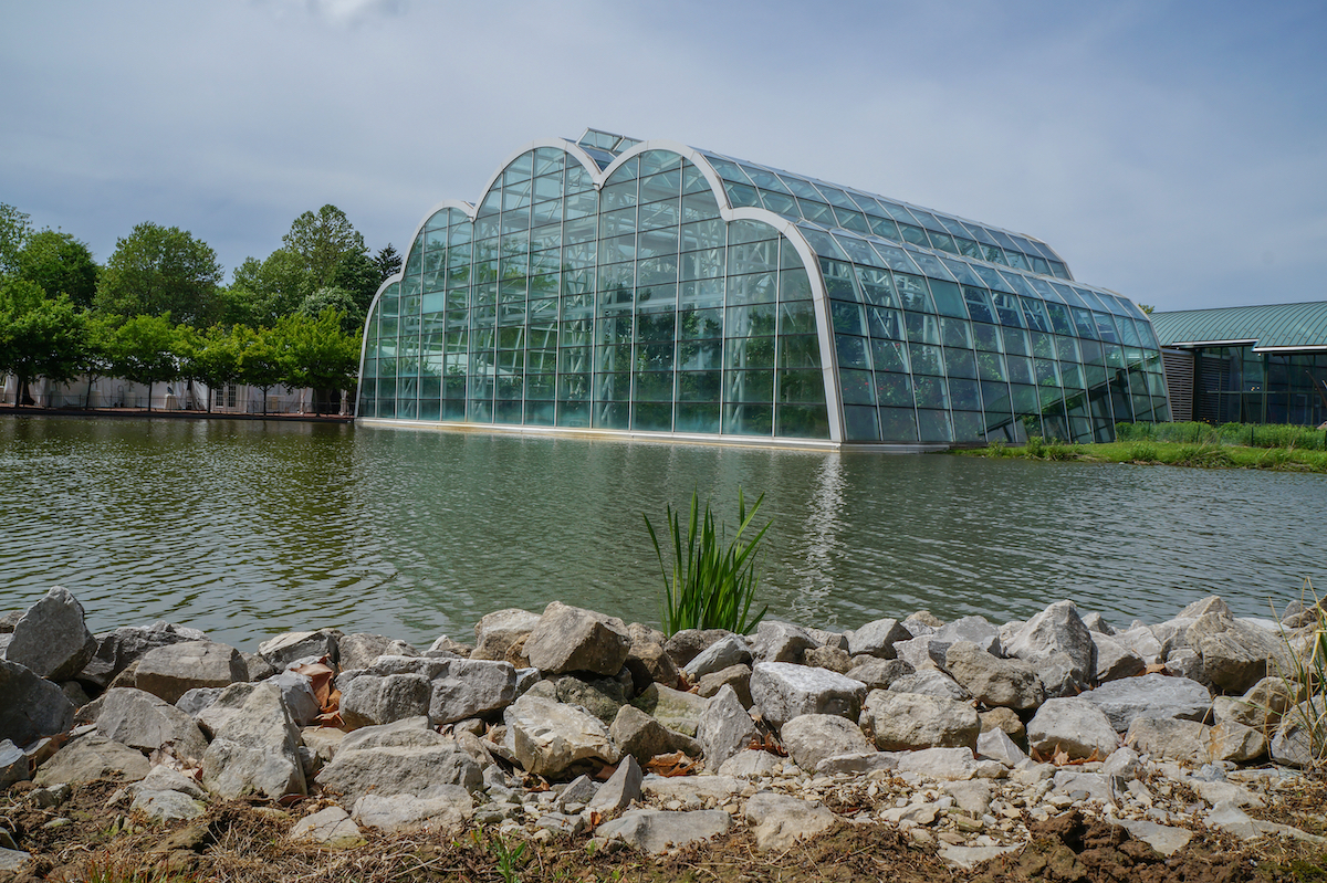 Mother's day at the Butterfly House as viewed across the lake in Chesterfield, Missouri.