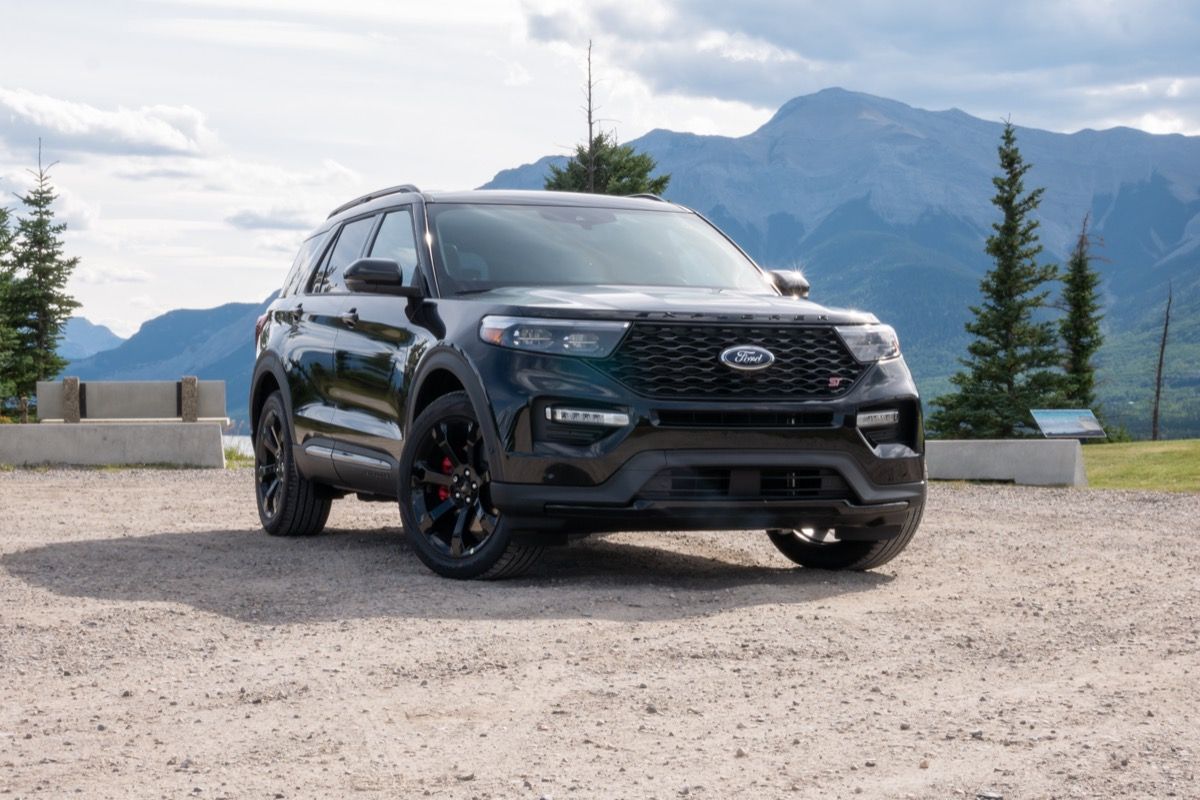 A black Ford Explorer