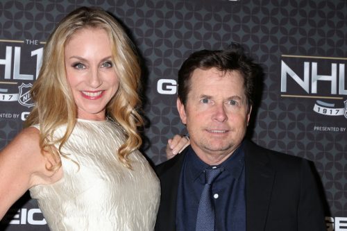 Tracy Pollan and Michael J. Fox at the NHL100 Gala in 2017