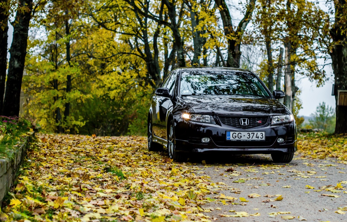 A black Honda Accord outside