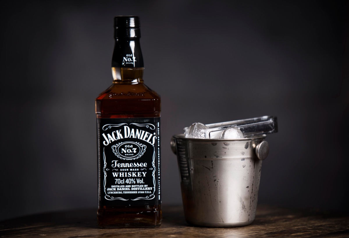 Jack Daniel's bottle and a bucket of ice