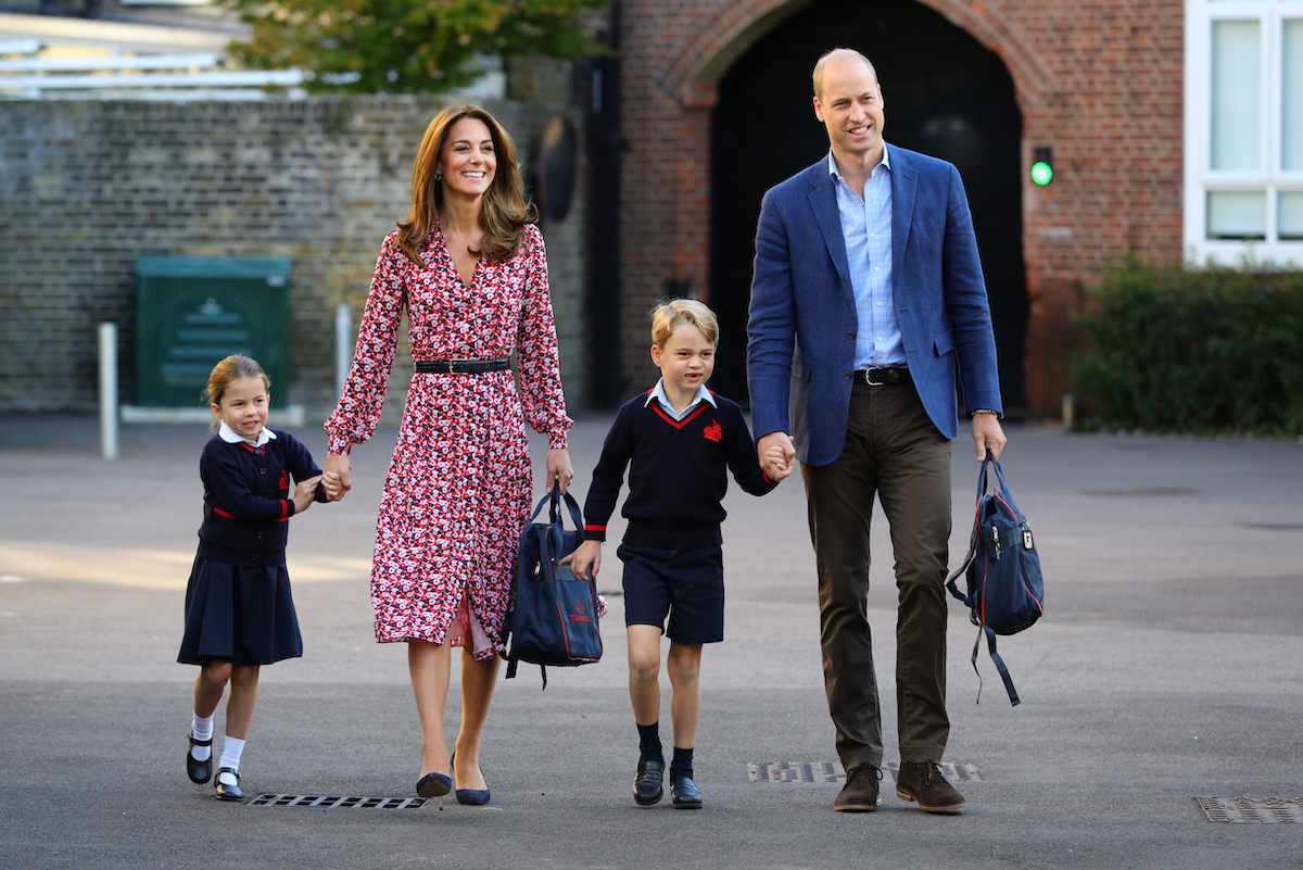 Princess Charlotte arrives for her first day of school at Thomas's Battersea in London, accompanied by her brother Prince George and her parents the Duke and Duchess of Cambridge.