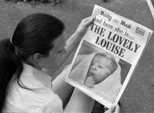 Daily Mail" front page with birth of first IVF baby Louise Brown in 1978