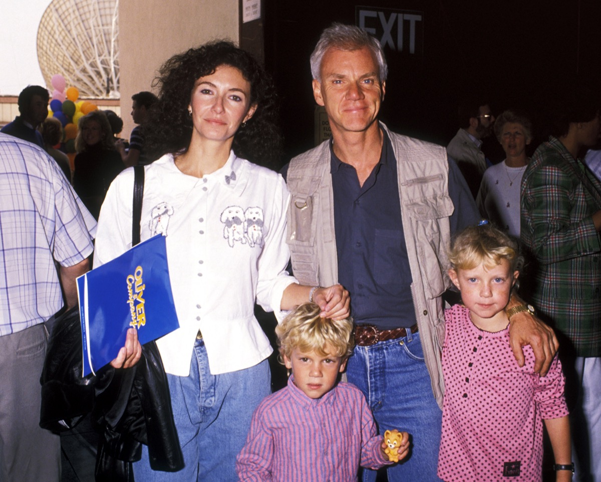 Mary Steenburgen, Malcolm McDowell, Charlie McDowell, and Lily McDowell in 1988