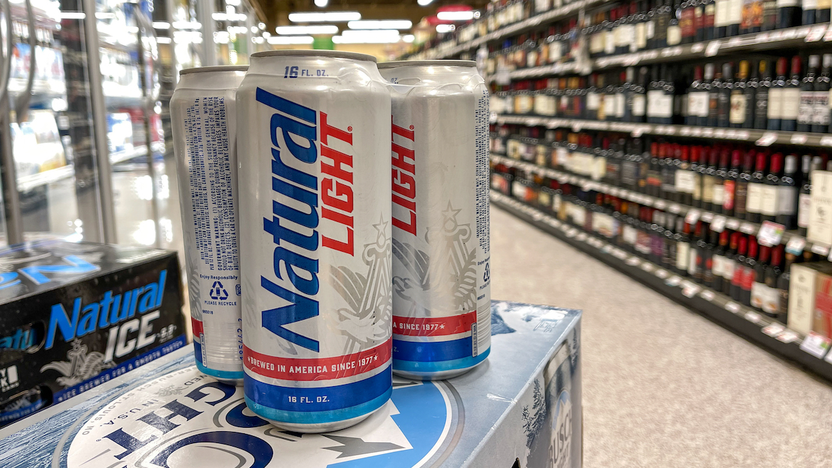 Natural Light Beer also called Natty Light in a grocery store.
