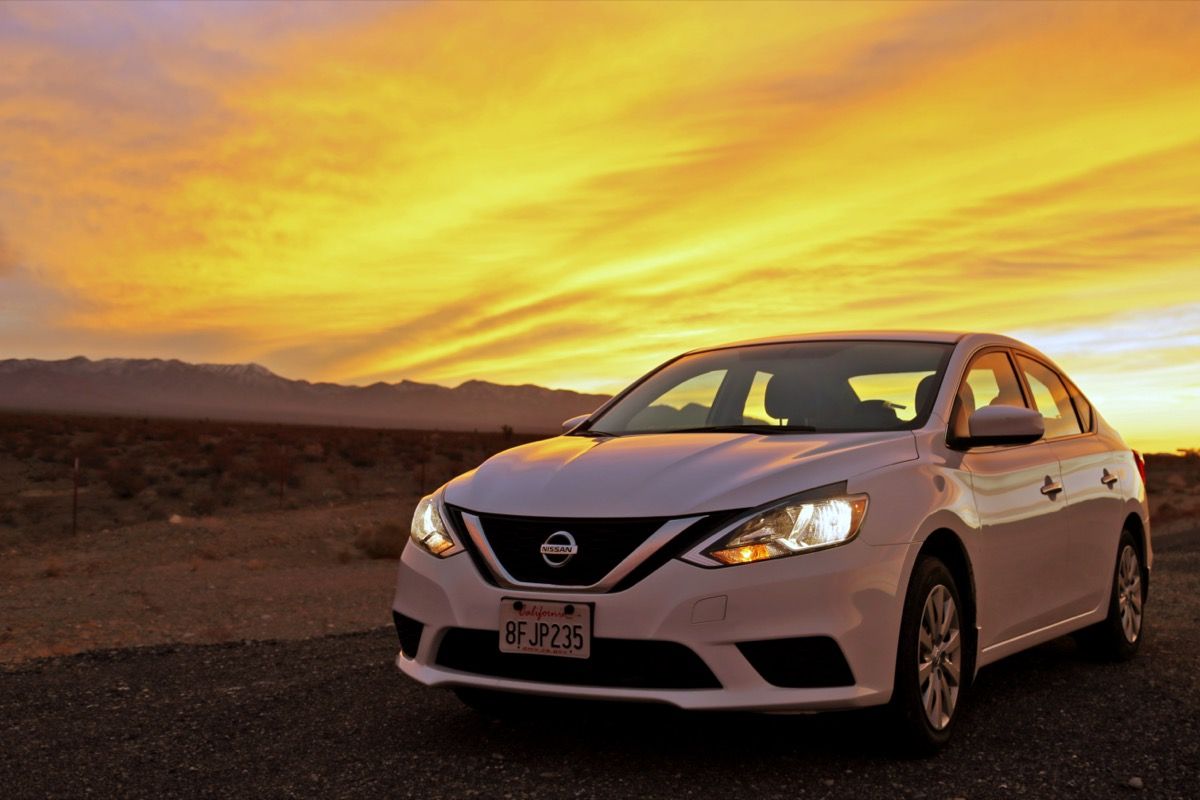 A white Nissan Sentra