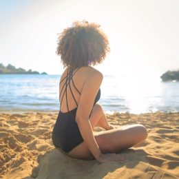 Portrait of a beautiful woman at the beach