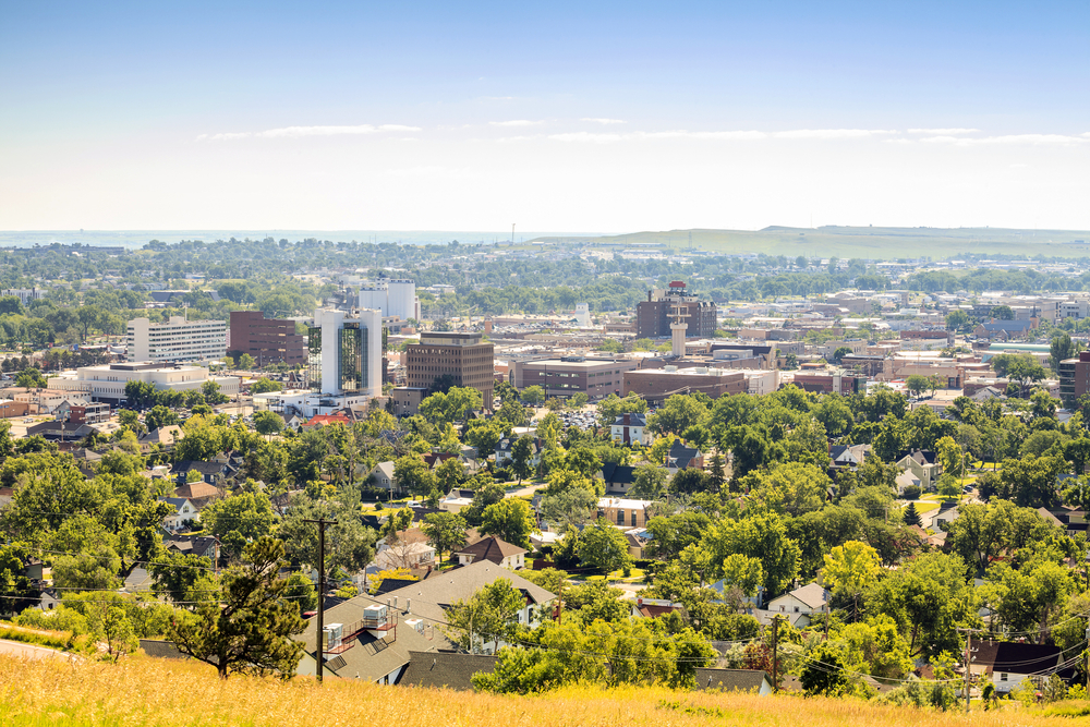 The skyline of Rapid City, South Dakota