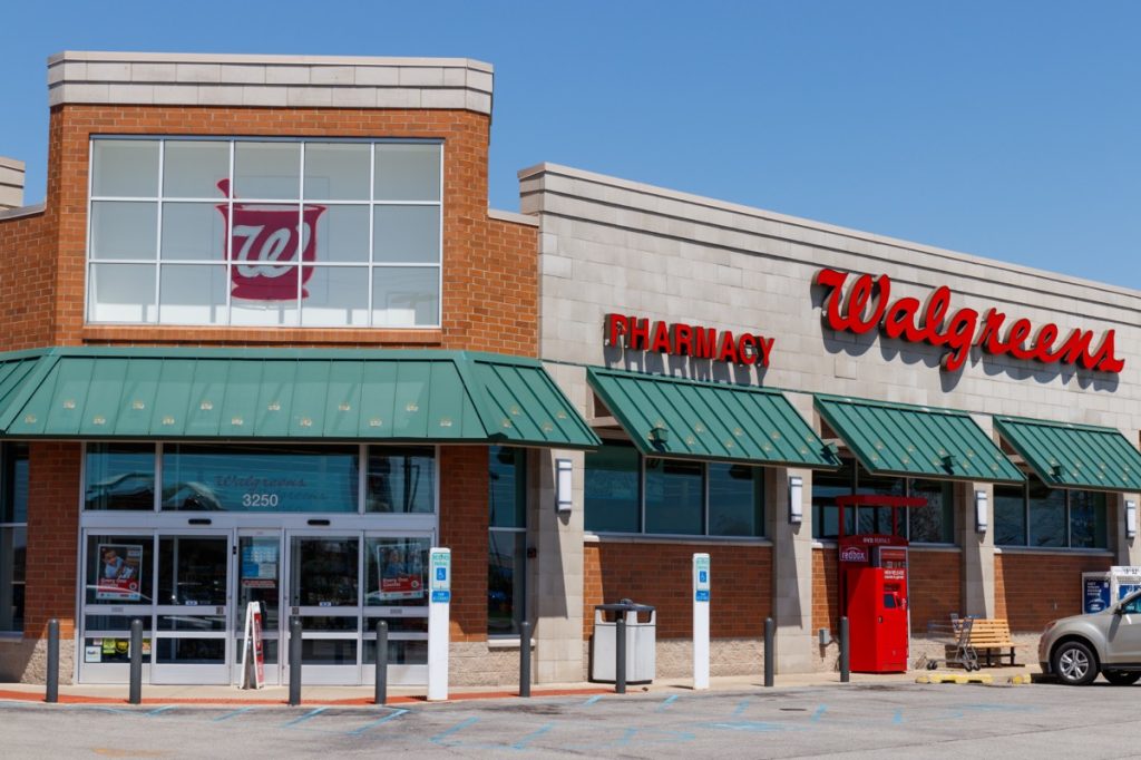 walgreens store exterior in suburban or rural location