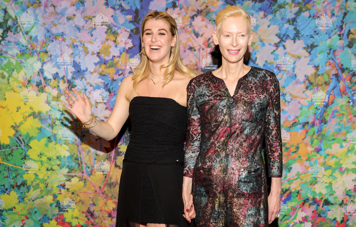 Honor Swinton Byrne and Tilda Swinton attend "The Souvenir Part 2" screening during the 74th annual Cannes Film Festival on July 08, 2021 in Cannes, France. 