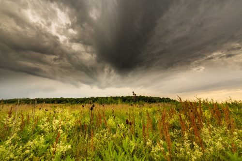 tornado cloud over field