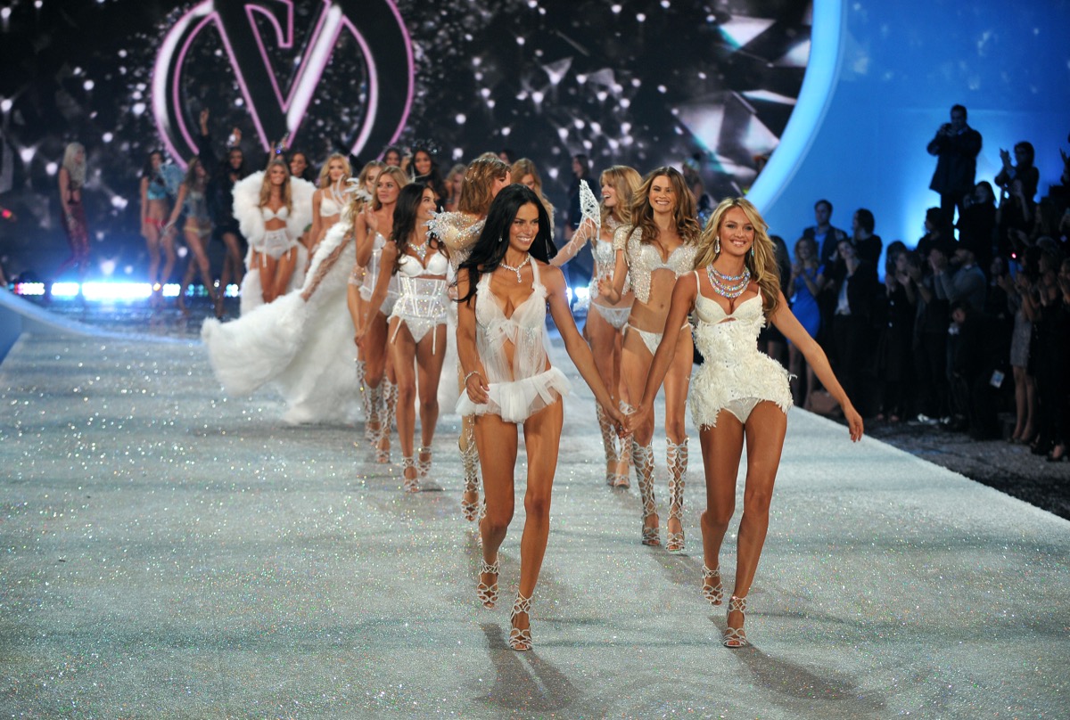 NEW YORK, NY - NOVEMBER 13: Models walk the runway finale at the 2013 Victoria's Secret Fashion Show at Lexington Avenue Armory on November 13, 2013 in New York City.