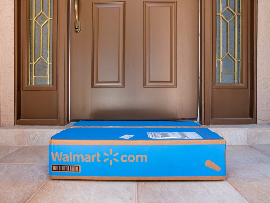 walmart box on doorstep