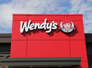 SPENCER , WISCONSIN, October, 16, 2015 Wendy's Restaurant Sign on a Storefront Wendy's is an international food chain of stores and was founded in 1969