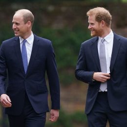 Britain's Prince William, Duke of Cambridge, (L) and Britain's Prince Harry, Duke of Sussex, arrive for the unveiling of a statue of their mother, Princess Diana at The Sunken Garden in Kensington Palace, London on July 1, 2021.