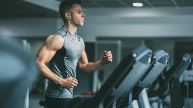 Man exercising on treadmill