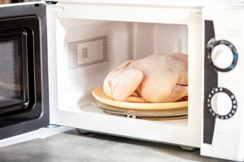 Thawing frozen food in microwave
