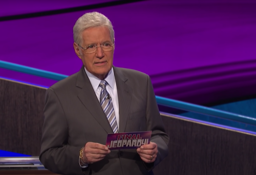 Alex Trebek hosting "Jeopardy!" in November 2019