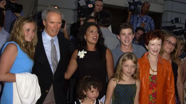 Clint Eastwood, wife Dina, Frances Fisher, and children Scott, Kathryn, Francesca and Morgan in 2002