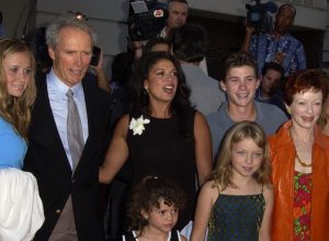 Clint Eastwood, wife Dina, Frances Fisher, and children Scott, Kathryn, Francesca and Morgan in 2002
