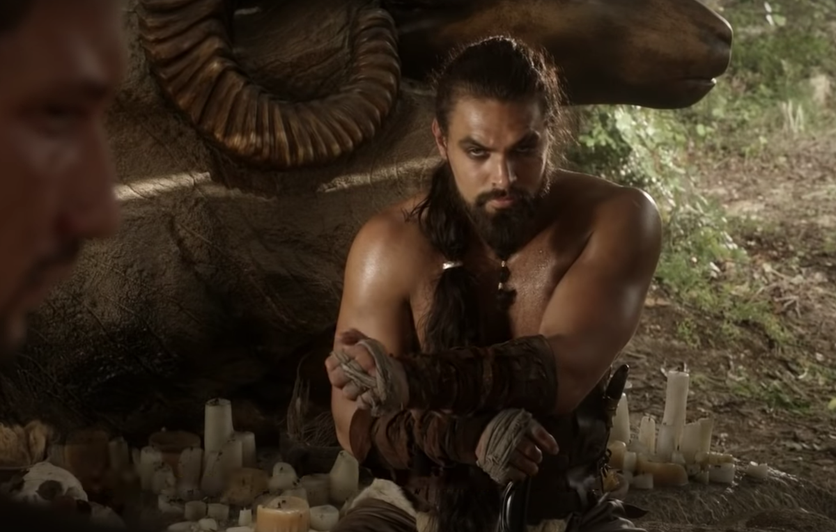 Jason Momoa as Khal Drogo on "Game of Thrones"