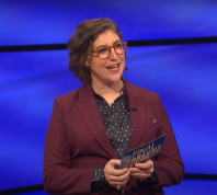 Mayim Bialik hosting "Jeopardy!"