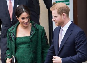 Meghan Markle and Prince Harry leaving Canada House in London in 2019
