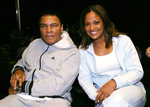 Muhammad and Laila Ali launching Adidas "Unimpossible" campaign in February 2004