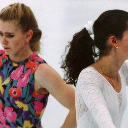 Tonya Harding and Nancy Kerrigan during Olympic training in 1994