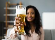 Woman with a beer