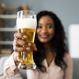 Woman with a beer