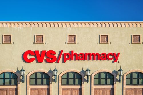 WESTLAKE, TEXAS - OCTOBER 27, 2019: CVS Pharmacy store exterior and sign.  CVS Pharmacy is a subsidiary of the American retail and healthcare company CVS Health.