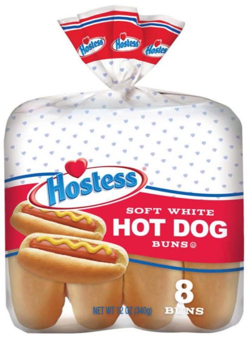 Hostess Brands soft white hot dog buns