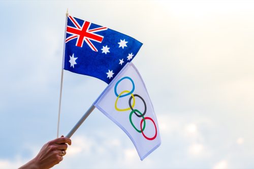Australian and Olympic flags