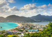 An aerial view of Philipsburg, St. Martin in the Caribbean