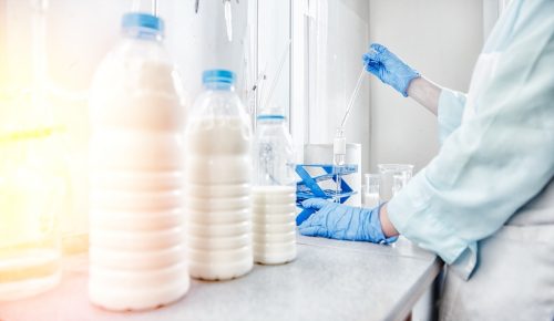 scientist testing milk products in lab