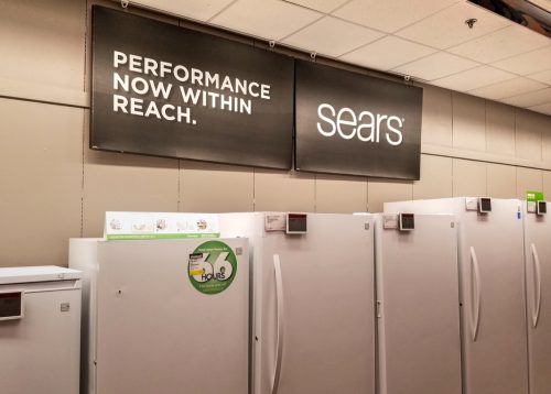 Sears retail store refrigerator appliances department, Saugus Massachusetts USA, March 19, 2018