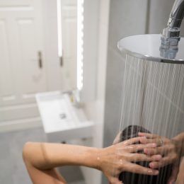 Person taking a shower