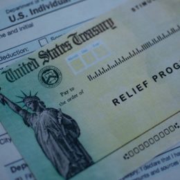 A close up of a COVID stimulus check