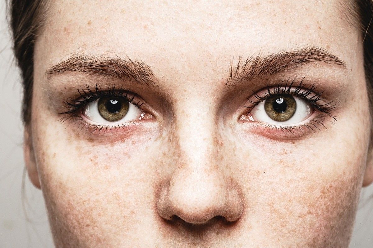 Closeup of woman with brown eyes