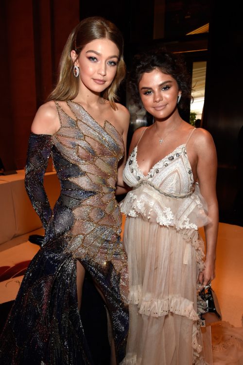 Gig Hadid and Selena Gomez at the Met Gala in May 2018