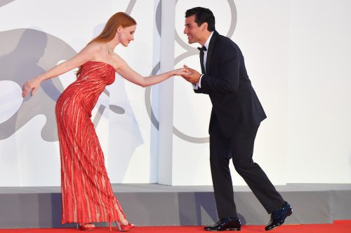 Jessica Chastain and Oscar Isaac at the premiere of "Scenes from a Marriage" at the Venice Film Festival on September 4, 2021