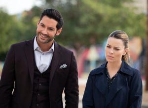 Tom Ellis and Lauren German in Lucifer