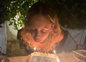 Nicole Richie blowing out the candles on her birthday cake on September 21, 2021