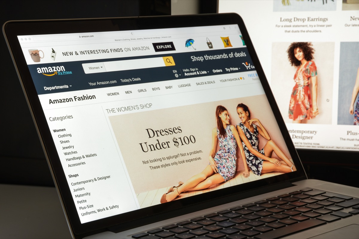 amazon homepage with dress sale on it