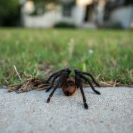 Low Angle View of Tarantula Walking Toward Home From the Street
