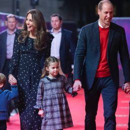 Prince William, Duke of Cambridge and Catherine, Duchess of Cambridge with their children, Prince Louis, Princess Charlotte and Prince George, attend a special pantomime performance at London's Palladium Theatre, hosted by The National Lottery, to thank key workers and their families for their efforts throughout the pandemic on December 11, 2020 in London, England.