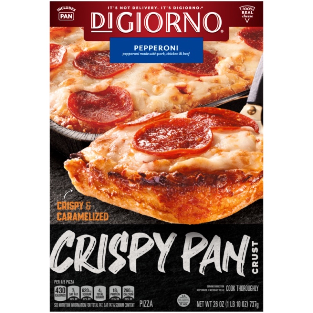 digiorno crispy pan pizza packaging on white background