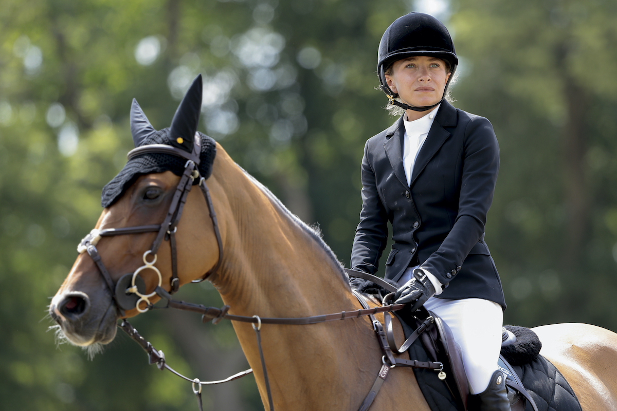 American rider Mary Kate Olsen, competes during the Longines Global Champions Tour of Chantilly, at Hippodrome de Chantilly on July 13, 2019 in Chantilly, France.